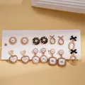 7 Paare Set Silbernadel-Weiß