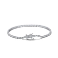 Classic silver S925 sterling silver tennis bracelet with sparkling white zircon stones - 19cm / White Gold