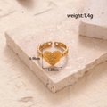 Gold-plated stainless steel chain ring featuring a Love You engraved heart charm - Gold Love You Heart Ring (MN432-Gold)