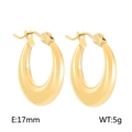 Polished 18K gold-plated C-shaped irregular oval hoop earrings, 17mm size and 5g weight - Style A (KE109341-LO) / Gold
