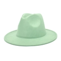 Close-up of mint green fedora hat featuring a classic indented crown and stitched brim - M (56-58cm) / Mint Green