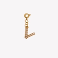 18K gold plated stainless steel letter L pendant with pearls and spring clasp - Letter V