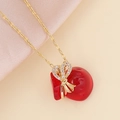 Collier en or 18 carats avec pendentif sac d'argent rouge et nœud papillon en cristal - Style Sac d'Argent (4#)