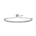Bracelet tennis élégant en zircone 3mm fini argent avec fermoir coulissant réglable - Argenté