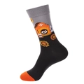 Grau-schwarze Halloween-Socken mit orangefarbenem Grabstein und Totenkopf - 1359-Graue Halloween-Mischung