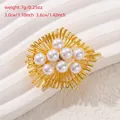Elegant sunflower brooch with white pearls in gold-plated finish, 3.0cm by 3.6cm size - Pearl Sunflower (QT0799) / Gold