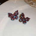 Vintage butterfly earrings with red and blue crystals on elegant ceramic plate - Blue Pink Zircon Butterfly Stud Earrings