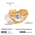 Gold stainless steel ring with marquise cut cubic zirconia stone and size measurements - Gold Marquise Zirconia Style (JDR0211015-7)