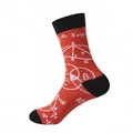 Orange-schwarze mittellange Socken mit weißen mathematischen und geometrischen Formeln - Orangene Mathematik- und Geometrieformeln (239)