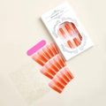 Detail von Nude-Farbverlauf-Glitzer-Nägeln zum Aufkleben mit Feile und Klebepads - Nude Rosa Orange Verlauf Glitzer Lang Sarg (XB-83-40)