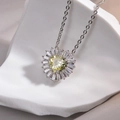 Light yellow heart zircon pendant necklace with radiant halo on silver chain - Olive Yellow Zirconia Pendant (No Chain)