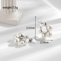 Orecchini a C in argento con perle e cristalli incastonati, misura 2,57cm x 2,53cm - Stile a Cerchio Multiperla (ER-904)