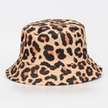 Classic leopard print bucket hat with wide brim in brown and black for sun protection - M (56-58cm) / Classic Brown Leopard Print (#07)