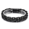 Pulsera para hombre de acero inoxidable negro estilo cadena de bici y cierre magnético - Negro