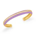 Bracciale rigido bohémien dorato con smalto lavanda e pavé di zirconi bianchi - Viola