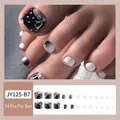 Black and white polka dot bow press-on toenails, 24 pieces set with gradient finish - JY125-G Dark Star Butterfly