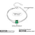 Silver double-layer stainless steel bracelet with green zircon and snake chain - Steel Color Green Zirconia (17+5cm)