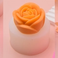 DIY Rose Silikonform mit durchscheinender Basis und dekorativer orangefarbener Blume - Mittel (2) / Halbdurchsichtiges Weiß