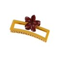 Pinza per capelli gialla con grande fiore di frangipane rosso scuro per capelli folti - Giallo Lucido