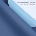 Waterproof royal and navy blue dual-sided flower wrapping paper, 58x58cm, 20 sheets - Royal Blue + Navy