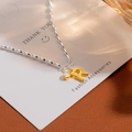 S925 silver bracelet with gold letter R pendant and sparkling zircon accents - Silver Letter R
