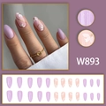 Hochglänzende lila und Gänseblümchen Kunstnägel im Mandeldesign mit Goldakzenten - 24 Stk/Box (Mit Kleber) / Taro Lila Blumenstil (W893)