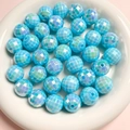 Faceted light blue UV plated acrylic beads with iridescent finish for jewelry making - 16mm/Piece / Lake Blue