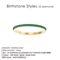 14K gold plated stainless steel ring featuring 22 emerald cubic zirconia stones - May Green - Gold