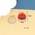 Halloween pumpkin alloy pendant with orange blue enamel and gold metal backing - 8 Pumpkin