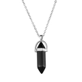 Collana con ciondolo esagonale in agata nera e catena a maglie in argento - Nero
