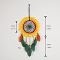 Sonnenblumen-Traumfänger mit orangefarbenen Federn, Maße 13x22cm und Gewicht 32g - MS4029 Klein / Sonnenblume (Gelb/Grün/Orange)