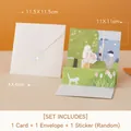 3D floral pop-up greeting card set with garden illustration, white envelope, and sticker - Campus Life Series - Style C (HK8007)