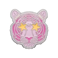 Lindo pin de esmalte de tigre rosa y amarillo con ojos de estrella estilo dibujo - Estilo Cabeza de Tigre Rosa (XZ9735)