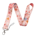Pink floral neck lanyard with polyester flower pattern and silver lobster metal clasp - NR3130 Pink Floral Lanyard