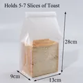 White greaseproof paper toast bag with window for 5-7 bread slices, 28x13x9cm - Paper Toast Bag / Small (50Pcs)