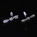 Elegant long drop clip-on earrings with teardrop zircons and S925 silver finish - Silver Ear Clip