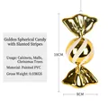 Golden candy-shaped Christmas ornament with white glitter stripes, 18cm festive hanging decoration - 18cm Gold Ball Diagonal Stripes