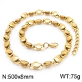 Gold-plated stainless steel hexagon link chain necklace with lobster clasp, 500x8mm size - Gold Necklace