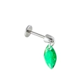 Zilveren oorknopje met een levendige marquise-geslepen groene zirkoon edelsteen hanger - Groen (A556-4#) / 0.8*6mm Platte Staaf