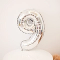 Bright silver foil number 9 balloon for birthday party and anniversary celebrations - Number 9 / 16" / Silver