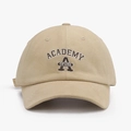 Classic khaki cotton baseball cap with ACADEMY embroidered logo and curved brim - One Size / Khaki