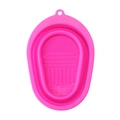 Pink foldable silicone makeup brush cleaning bowl with textured scrubbing surface - Rose Red