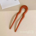 U-shaped hair pin in matte terracotta orange finish with minimalist modern design - Matte Finish / Matte Orange Wavy U-Shaped Hairpin
