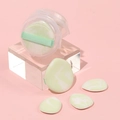 Mini green marble finger puff set in clear round box with three additional soft teardrop sponges - Kiwi Pie + Green White Thumb Puff Set