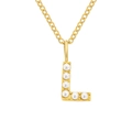 Elegant gold stainless steel necklace with pearl-inlaid initial L pendant for women. - Letter L - Gold