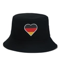 Unisex black cotton bucket hat with heart-shaped German flag design for sun protection - M / 1# Heart Flag - Black