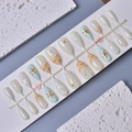 Ocean-themed press-on nails with pearls, 3D starfish and shell textures on blue base - Wy-061 / 10 Pieces In Xs Size
