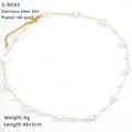Detail of 18K gold-plated stainless steel necklace with white irregular pearls - White Irregular Pearl Gold Chain Style (S-N593)