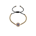 Adjustable evil eye charm bracelet with gold beads and black woven cord for women - Copper Beads Black Rope / Gold/Black