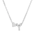 Silver heart pendant necklace featuring engraved letter Y on a minimalist metal chain - Letter Y (10067)